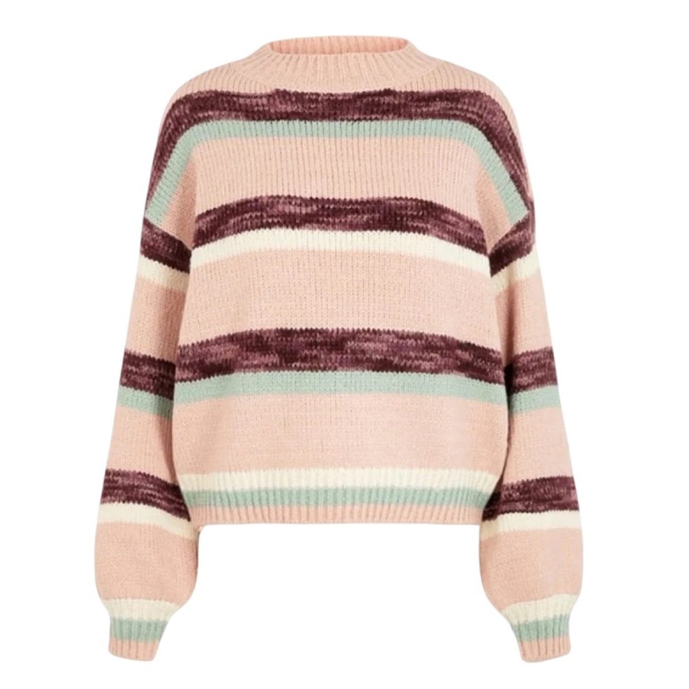 Vero Moda Striped Pink and Purple Women's Sweater Size Small